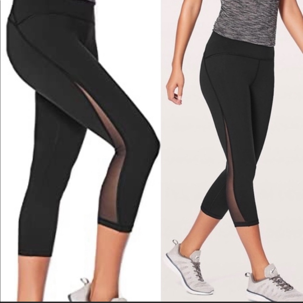 Lululemon Athletica Mesh Panel Crop Leggings Sz 4